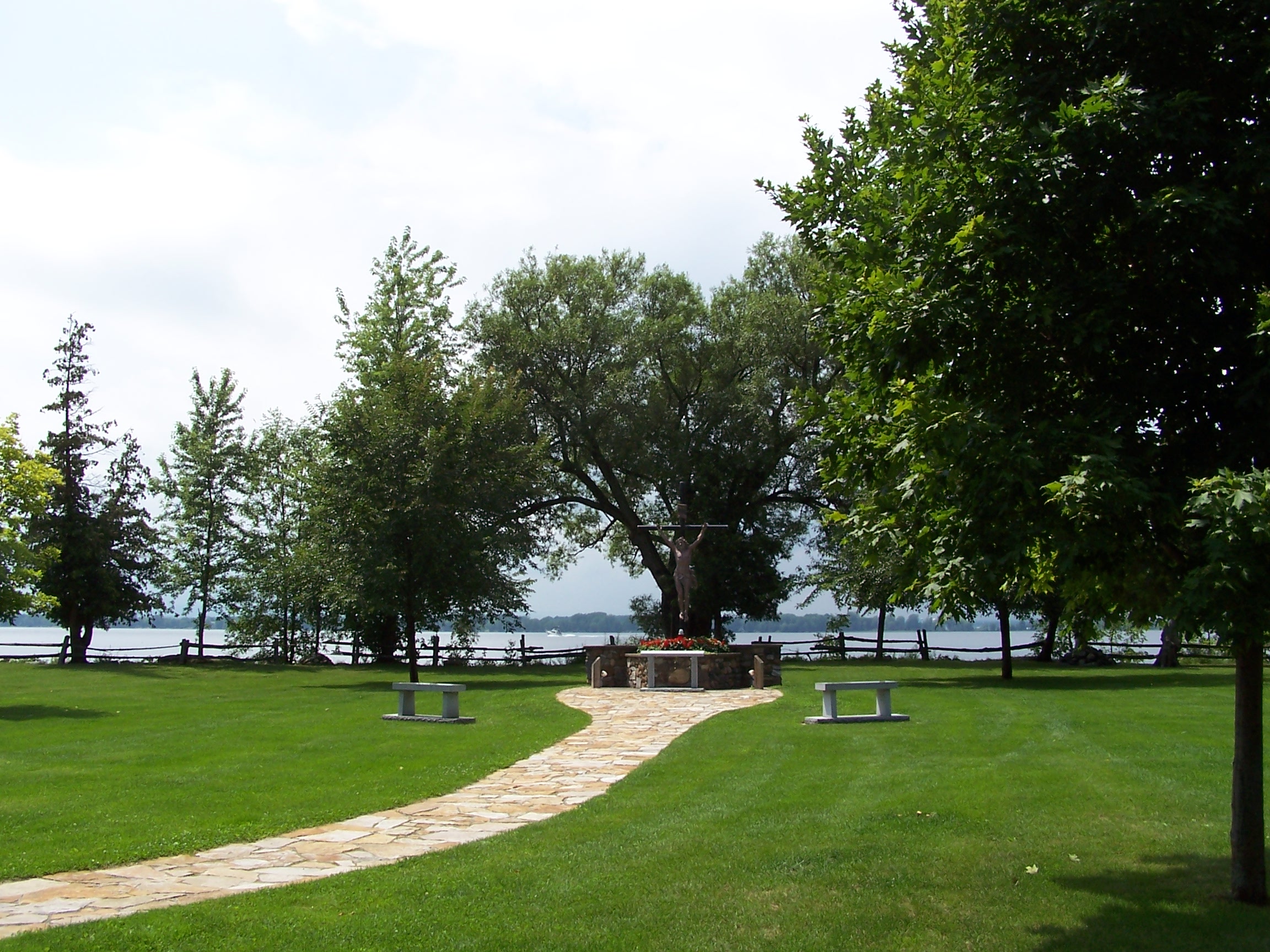 Calvary. Saint Anne's Shrine is located on Isle LaMotte, a quiet island on Lake Champlain in Vermont. It was developed by the Society of Saint Edmund and has been maintained by them for 100 years..